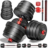 RE:SPORT 2 in 1 Hanteln Set 30 kg | Hantelset verstellbar | Kurzhantel & Langhantel | Sternverschlüsse & Verbindungsrohr