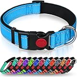 Taglory Hundehalsband, Weich Gepolstertes Neopren Nylon Hunde Halsband für Kleine Hunde, Verstellbare und Reflektierend für das Training, Himmelblau