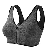 ZCJ Sport BH Damen ohne Bügel für Große Brüste mit Starker Halt & verstellbarem Crossback-Träger – Atmungsaktiver Bustier Bra für Fitness Yoga Laufen, XL Grau