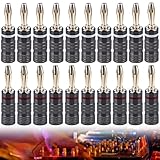 Vegena 20 Stück Bananenstecker 24k, Lautsprecher Bananenstecker, 4mm Schraubbar, Für Lautsprecherkabel, Verstärker, AV Receiver, Heimkino, Wandplatten