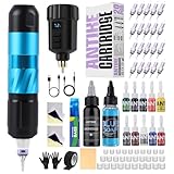 Tattoo Maschine Set Kabellos,Tattoo Kit mit 1500mAh LED-Digitalanzeige Tattoo Akku 20stk Tattoo Nadeln 11 Tattoo Farbe,Tattoo Starter Set Komplett für Anfänger und Tattoo Künstler AK-TK3002EU-3