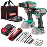 HYCHIKA Akkuschrauber 18V 35Nm und Schlagschrauber 160Nm, Combo Kit mit 2,0Ah Batterien, 22 Stücke Zubehör, Gürtelclip, 1H Schnellladung und Tasche zum Schrauben und Bohren