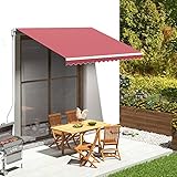 SXJEQOC Markisenstoff Burgunderrot 350x250 cm UV-beständig mit Volant für Terrasse Balkon Garten Ersatzstoff für Markisenrahmen aus langlebigem Polyester
