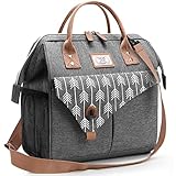 Lekesky Kühltasche Damen mit Schulterriemen, Lunchtasche Isolierte für Frauen Auslaufsichere Weit Geöffnete Lunchbox, 15L, Grau