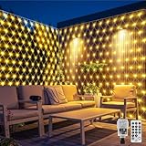 CORST 6x2M Lichternetz Außen Mesh Lichterkette Outdoor mit Stecker,Außen Garten Baum Lichterkette für Büsche, Lichterkette netz Wasserdicht mit Fernbedienung Timer für Zimmer Balkon(Warmweiss)