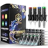 POSEIDON Professionelle Tattoo-Patronen Nadeln 50 Stück, verschiedene Größen #12 Round Liner Shader Magnum, 5RL/7RL/9RL/5RS/7RS/7RS/7M1/15M1/7RM/15RM, Einwegnadeln mit Membran, universelle Passform