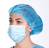 100 Stück, Haarnetz, OP Haube aus Einwegstoff Weiß, 100 Stück, für Küche oder Medizin, 52 cm (100)