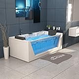Tronitechnik® Whirlpool Badewanne Mykonos 180cm x 88cm mit Heizung, Wasserfall, Hydromassage und Farblichtherapie