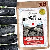 ORINKO Binchotan Japanische Aktivkohle, 6 x Filter, 1,5 l pro Stab (25 g x 6), ideal für Karaffe, Krug und Trinkflasche, 100 % natürliche Filtration, authentischer Binchotan von Kishu, Wakayama