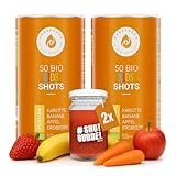 Hansegrün - 2x Bio Kids Shot (100 Stk.) - Täglicher Allrounder für das Immunsystem¹ - Superfood-Pulver mit Gemüse, Früchten & Beeren - ohne Zusatzstoffe - 100% echte Zutaten zur täglichen Zubereitung