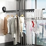 Wäscheständer, Wäscheständer mit Saugnapf, Wandtrockner, einziehbar, zusammenklappbar, zum Aufhängen für den Innenbalkon, Wäsche, platzsparend, Aluminium
