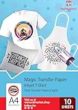 Raimarket Transferpapier zum Aufbügeln für helle Stoffe (magisches Papier), A4 Inkjet Bügelbilder, Papier/T-Shirt-Transfers, DIY Stoffdruck, Lassen Sie Ihrer Kreativität freien Lauf, 10 Papiere
