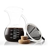 SultryBrew Pour Over Kaffeebereiter 1L inkl. Kaffeeschaufel und Korkdeckel von Apace Living – Eleganter Handfilter für Filterkaffee mit Glaskaraffe & Permanentfilter aus Edelstahl (1000 ML)