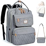 Tonyeee Wickelrucksack Rucksack- Abnehmbare Cross Body Flasche, Wickeltasche Reisen Essentials Baby Tasche mit Wickelauflage,Stylish Wickeltasche für Mama/Papa-Grau