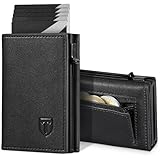 TEEHON Geldbörse Herren, Portmonee Herren mit Münzfach & RFID Schutz, Leder Portmonee Slim Wallet Geldbeutel, 10 Fächer für Kreditkarten, Magnetischer Wallets for Men, Kartenetui Herren - Schwarz