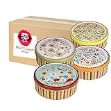 Dänische Butterkekse Cookies, Gebäckmischung teilweise mit Schokoladenstückchen - 'Blumendose' Motive Dose 2er Pack (2 x 400 g) von Pere's Candy® Box mit Geschenk