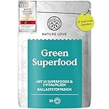 NATURE LOVE® Green Superfood - 300g - 15 Superfoods und 2 Vitalpilze - u.a. mit Gerstengras, Spirulina & Moringa - Greens Pulver ohne Aromen, Süßstoffe oder zugesetzten Zucker - vegan & laborgeprüft