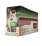 Leonardo Frischebeutel [16x85g Wild + Blueberry] | Getreidefreies Nassfutter für Katzen | Feuchtfutter Alleinfutter im Einzelportionsbeutel