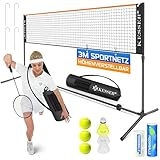 KESSER® Badmintonnetz Tennisnetz | Federballnetz 3-Fach-Höhenverstellbar 107/120/155cm, stabiles Gestell, Set mit Netz, 3X Federball & 3X Tennisball, Montagezubehör, Transporttasche, Indoor & Outdoor