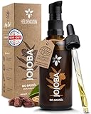 Heldengrün® BIO Jojobaöl [GOLD ESSENCE] Zertifizierte Naturkosmetik für Gesicht, Haare & Nägel - 100% reines Gesichtsöl - Jojobaöl Haare - Jojoba Oil
