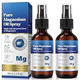 Magnesium-Öl-Spray (60 ml) 2 Päckchen; Schlaf-Magnesium-Spray zum Auffüllen des Magnesiumspiegels im Körper; Fuß-Magnesium-Spray zur Erholung bei Muskel- und Beinkrämpfen; glutenfrei - 2.02 fl oz