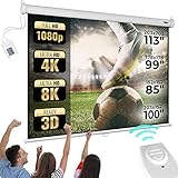 Jago® Leinwand Beamer - 1:1, 4:3, 16:9, HD 4K 3D, Rollo, Ausziehbar, Elektrisch, mit Fernbedienung, Deckenmontage/Wandmontage - Beamerleinwand, Projector Screen, Motorleinwand, Heimkino (152x152 cm)