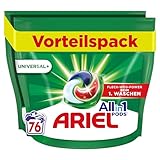 Ariel Waschmittel Pods All-in-1, Waschmittel 76 Waschladungen, Universal, Kraftvolle Fleckenentfernung in nur 1 Waschgang