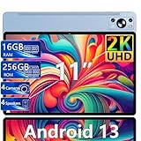 Tablet 11 Zoll 16GB RAM+256GB UFS ROM(1TB TF), 2K Display 2000*1200 FHD+, Android 13, WiFi 5G, BT 5.0, 8 Cores, 4 Lautsprecher, 8600mAh, 20MP+8MP, Metallgehäuse, mit exklusiver Halltasche, Blau
