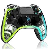Wireless Controller für PS-4, Game Controller Kompatibel mit PS-4/Slim/Pro/PC mit Turbo/Makro/Dual Vibration/6-Achsen Gyro Sensor/Touchpanel/RGB-LED/Audio Jack, Präzision und Kontrolle - Schwarz