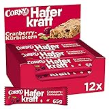 Haferriegel Corny Haferkraft Cranberry-Kürbiskern, Vollkorn & Vegan, Großpackung 12x65g