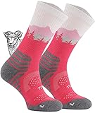 TODO BP LIGHT Dünn Merino Wandersocken für Herren, Damen,Trekking-Socken, Atmungsaktiv, 55% Merinowolle Blend Funktionssocken, Outdoor (Falcon Fuchsie, 39-42)