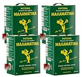 Retsina Malamatina 4x 3,0l Bag-in-Box | Geharzter Weißwein aus Griechenland | 11% Vol. | +20ml Jassas Olivenöl