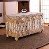 QHLMLL Rattan-Aufbewahrungshocker, gewebte Korbtruhe, rustikaler Fußhocker, Fußbank am Ende des Bettes, Schuhbank für den Eingangsbereich, für Wohnzimmer, Schlafzimmer, Natur, 6