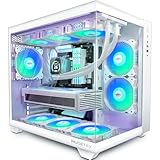 MUSETEX PC Gehäuse ATX,6 PWM ARGB Lüfter vorinstalliert,360MM Rad Unterstützung,Type-C Gaming PC Gehäuse,270° Full View Tempered Glass Mid Tower PC-Gehäuse,Reinweißes ATX Gehäuse,Y6