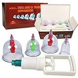 Massage Schröpfen Set mit Schröpfgläser aus Kunststoff mit Magneten + Vakuumpumpe (06-Set)