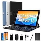 FASTWD Tablet 2024 Newest Android 14 Tablet 10 Zoll, Tablet PC 5G WiFi 36 GB RAM + 128 GB ROM (1 TB TF), Akku 8000 mAh, Tablet 2 in 1 mit Tastatur, Stift, Maus, Blau