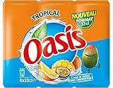 Oasis Cocktail Tropischer Cocktail Obst und Quellwasser kühlendes Getränk – 6 Dosen 33 cl