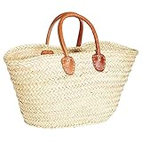 ORIGINAL Ibiza Tasche Korbtasche Strandtasche Cestino 55cm groß | Marokkanische Palmblatt Einkaufskorb Einkaufstasche geflochten XXL | Natur Shopper Umhängetasche Strohtasche für Damen und Herren