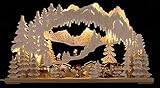 3D-Schwibbogen Wintersport mit Snowmollis und Raureif - 72x43 cm
