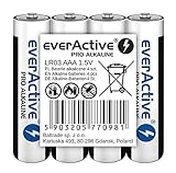 everActive AAA Batterien 4er Pack, Pro Alkaline, Micro LR03 R03 1.5V, höchster Leistung, 10 Jahre Haltbarkeit, 4 Stück