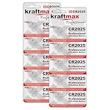 10er Pack Kraftmax CR2025 Lithium Hochleistungs- Batterie / 3V CR 2025 Knopfzelle für professionelle Anwendungen