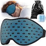 Umisleep Atmungsaktive 3D Schlafmaske für Seitenschläfer, Bequeme, Leichte Schlafbrille für Herren Frauen, mit Aufbewahrungstasche & Ohropax für Flugzeug, Reise, Büro, Blaue