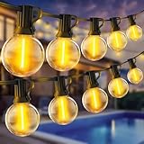 SAEIHGAE Lichterkette Außen LED Strom Beleuchtung - 100ft Aussen 30m Outdoor String Lights Lichterketten Glühbirnen IP44 für Garden Pavillon mit G40 Wetterfest Glühbirne Balkon Terrasse Party