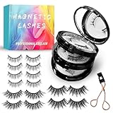 Magnetische Wimpern, Natürlich Aussehende mit Applikator, 3D Falsche Magnet Wimpern Set Kein Kleber & Langlebigkeit, Drei Typen/8 Paare