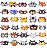 LATERN 30 Stück Tiermasken aus Filz, Kindermasken Party Taschenfüller für Tierparty Masken Cosplay Maske verkleiden für Halloween Party Maskerade Geburtstage Dschungel Thema Partyzubehör