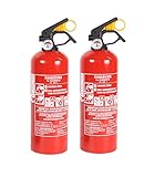 EXDINGER Doppelpack ABC-Pulverfeuerlöscher 1kg Halterung / Manometer (GP-1X Autofeuerlöscher fabrikfrisch)