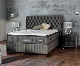 Pointhome Boxspringbett Set 140x200 cm, Bss Bedding Fluffy, Bett-Set mit 7 Zonen Allergenfrei & Atmungsaktiv, Orthopädische Matratze mit Topper, Betthöhe 34 cm (Grau)