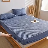 Matratzenschoner Topper Grau Weiche Gesteppt Matratzenbezug 130/140/160/170x190 Matratzenauflage bis 30cm Höhe mit Gummizug Topperbezug Waschbar Atmungsaktiv Spannmatratzenauflage (140x200+30cm,Blue B
