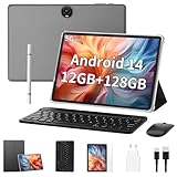 COLORROOM Tablet 11 Zoll Android 14 12GB RAM +128GB ROM (1TB TF) 8000mAh, 8MP+5MP, Octa-core Tablet with Keyboard/ 2.4G+5G WLAN GMS/ WidevineL1/ 3.5mm Audio/GPS/Facial Recognition - Grau