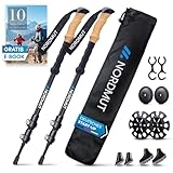 NORDMUT® Wanderstöcke Teleskop Carbon | Nordic Walking Stöcke Damen und Herren | Ultraleichte Trekkingstöcke [mit Gummipuffer Set] verstellbar mit Echt Kork Griff